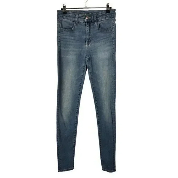 American Eagle AEO Tall Hi Rise Jegging Light Wash Skinny Jeans 6L - Picture 2 of 5